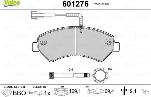 Valeo 601276 - Bremžu uzliku kompl., Disku bremzes autospares.lv