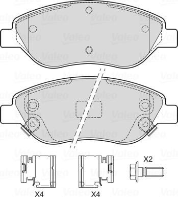 Valeo 601745 - Bremžu uzliku kompl., Disku bremzes www.autospares.lv