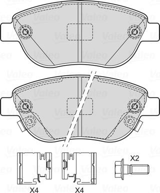 Valeo 601727 - Bremžu uzliku kompl., Disku bremzes autospares.lv