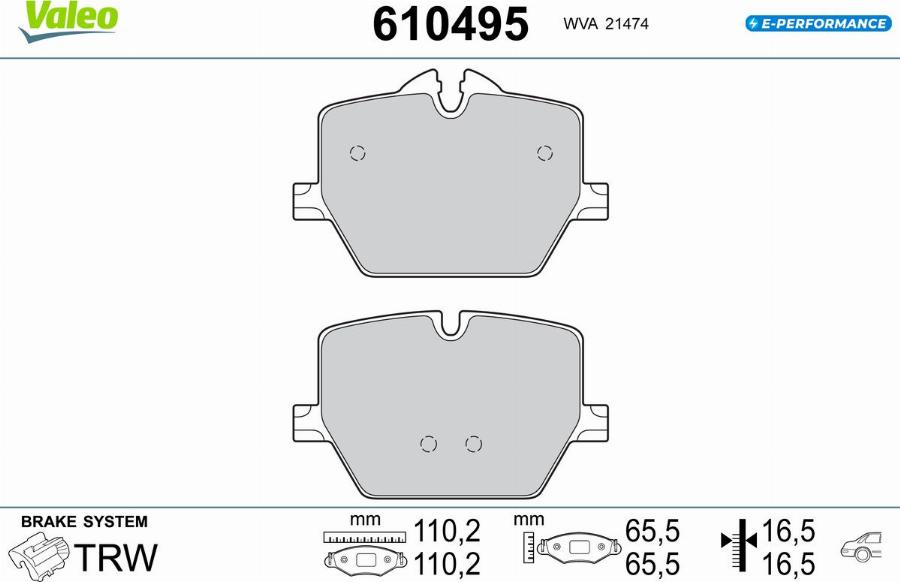 Valeo 610495 - Bremžu uzliku kompl., Disku bremzes www.autospares.lv