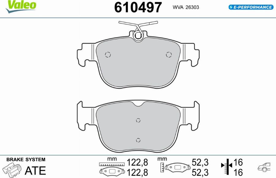 Valeo 610497 - Bremžu uzliku kompl., Disku bremzes www.autospares.lv