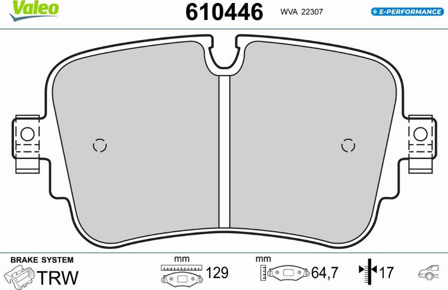 Valeo 610446 - Bremžu uzliku kompl., Disku bremzes www.autospares.lv