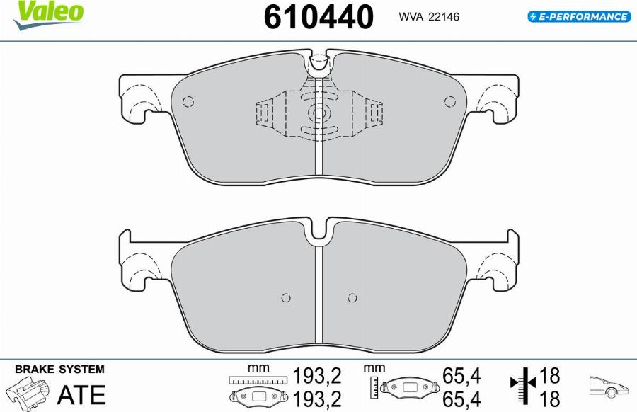 Valeo 610440 - Bremžu uzliku kompl., Disku bremzes www.autospares.lv