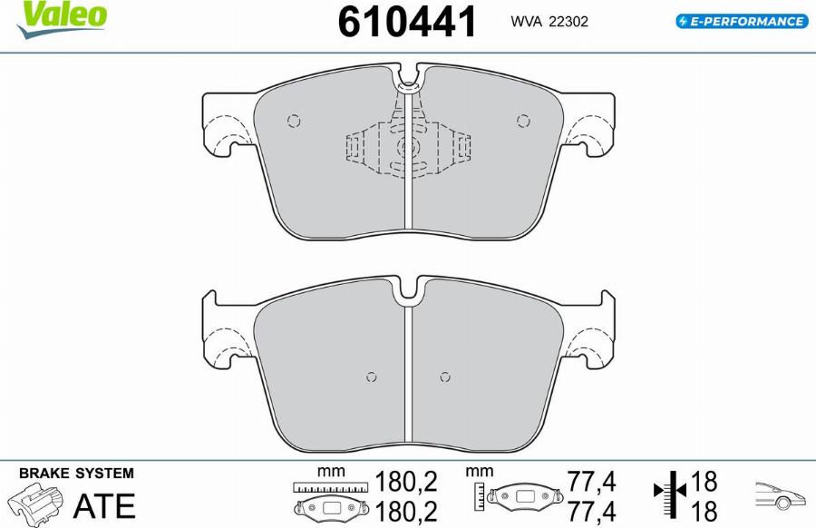 Valeo 610441 - Bremžu uzliku kompl., Disku bremzes www.autospares.lv