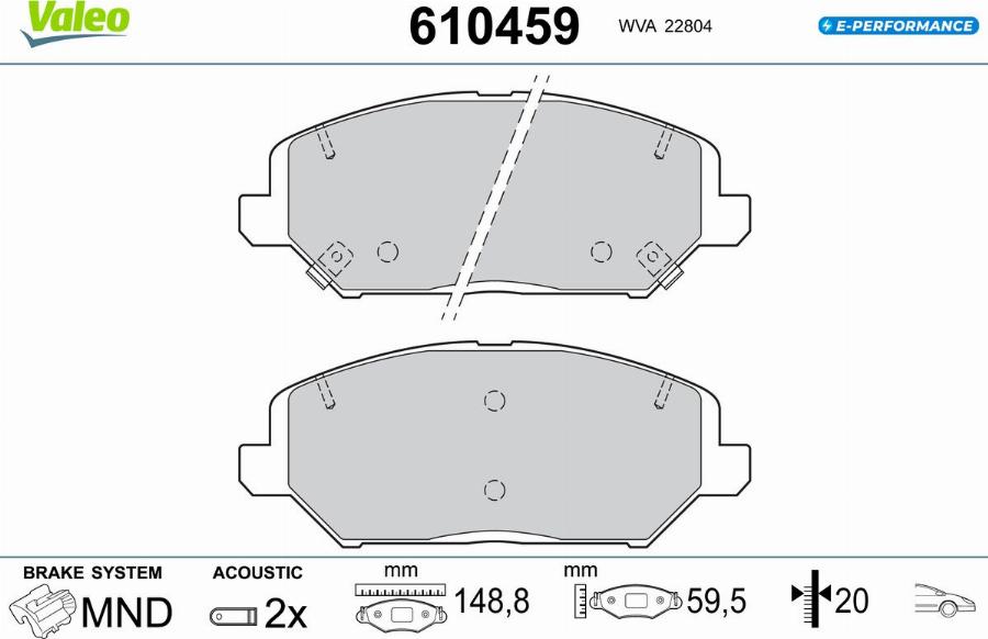 Valeo 610459 - Bremžu uzliku kompl., Disku bremzes www.autospares.lv