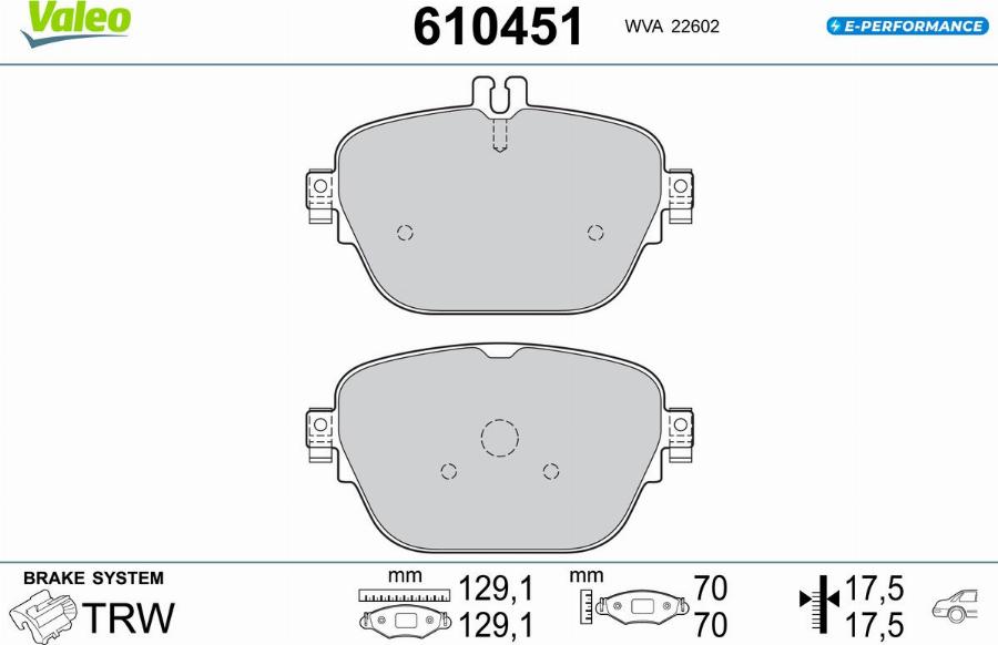 Valeo 610451 - Bremžu uzliku kompl., Disku bremzes www.autospares.lv