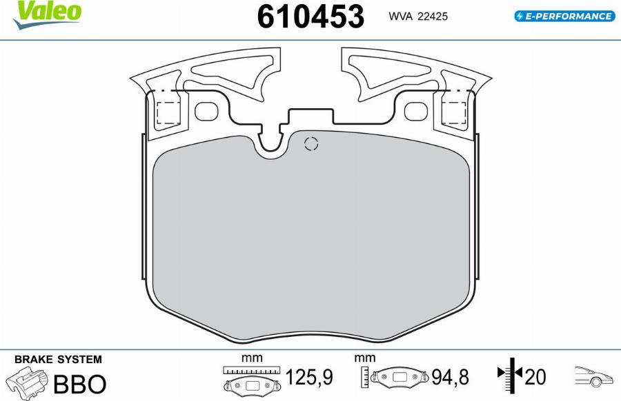 Valeo 610453 - Bremžu uzliku kompl., Disku bremzes www.autospares.lv