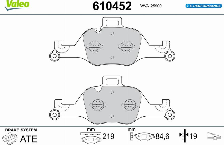 Valeo 610452 - Bremžu uzliku kompl., Disku bremzes www.autospares.lv