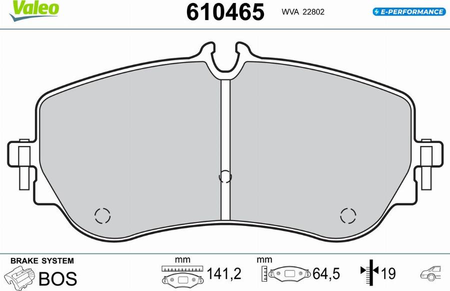 Valeo 610465 - Bremžu uzliku kompl., Disku bremzes www.autospares.lv