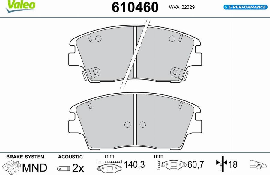 Valeo 610460 - Bremžu uzliku kompl., Disku bremzes www.autospares.lv