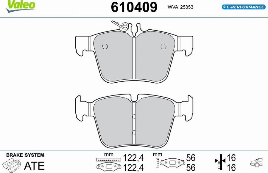 Valeo 610409 - Bremžu uzliku kompl., Disku bremzes www.autospares.lv