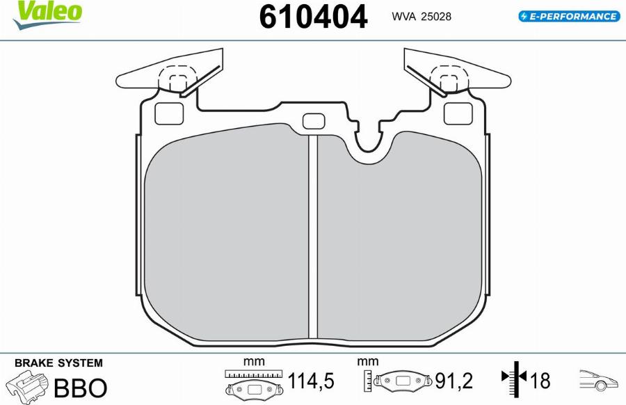 Valeo 610404 - Bremžu uzliku kompl., Disku bremzes www.autospares.lv