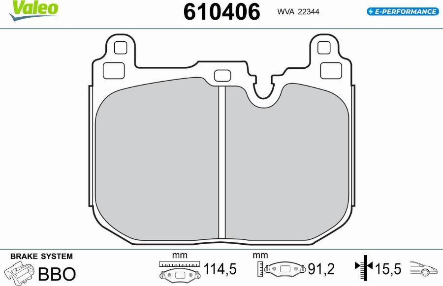 Valeo 610406 - Bremžu uzliku kompl., Disku bremzes www.autospares.lv