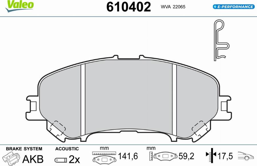 Valeo 610402 - Bremžu uzliku kompl., Disku bremzes www.autospares.lv