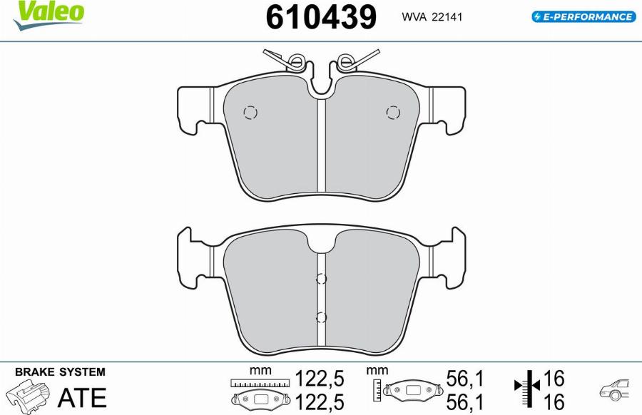 Valeo 610439 - Bremžu uzliku kompl., Disku bremzes www.autospares.lv