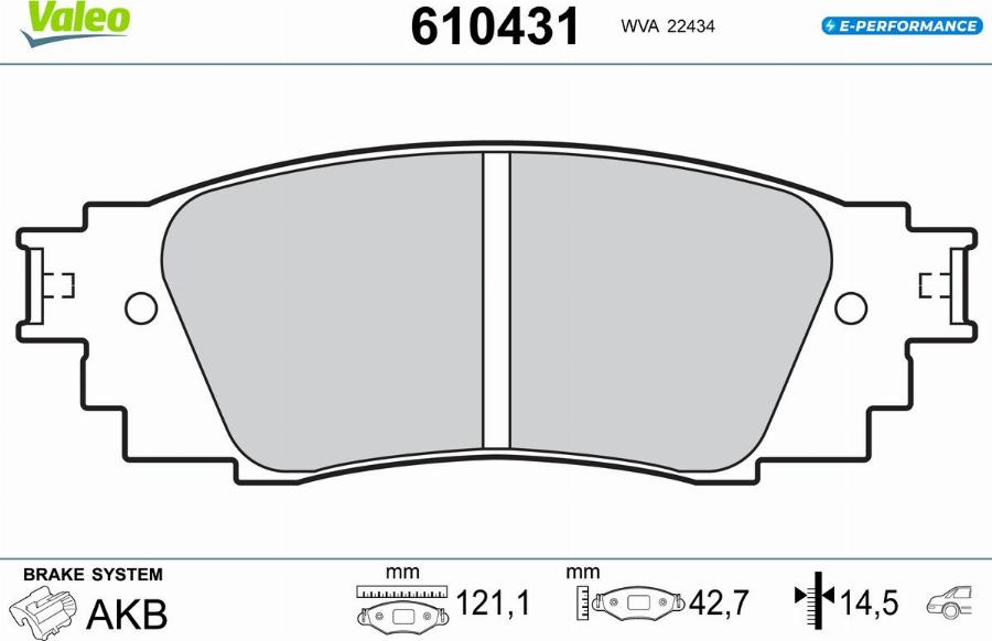 Valeo 610431 - Bremžu uzliku kompl., Disku bremzes www.autospares.lv