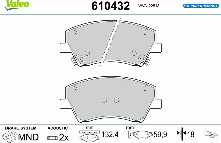 Valeo 610432 - Bremžu uzliku kompl., Disku bremzes www.autospares.lv