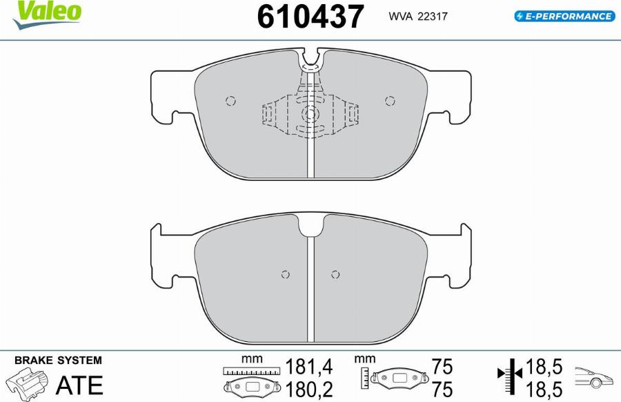 Valeo 610437 - Bremžu uzliku kompl., Disku bremzes www.autospares.lv