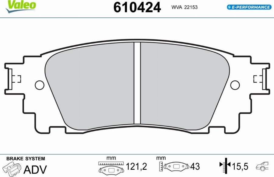 Valeo 610424 - Bremžu uzliku kompl., Disku bremzes www.autospares.lv