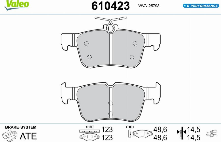 Valeo 610423 - Bremžu uzliku kompl., Disku bremzes www.autospares.lv