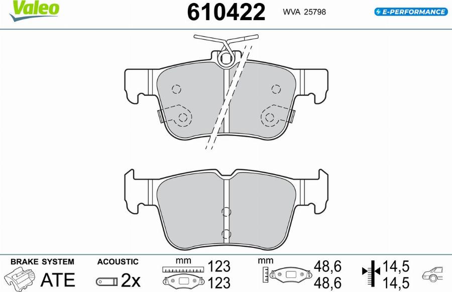 Valeo 610422 - Bremžu uzliku kompl., Disku bremzes www.autospares.lv