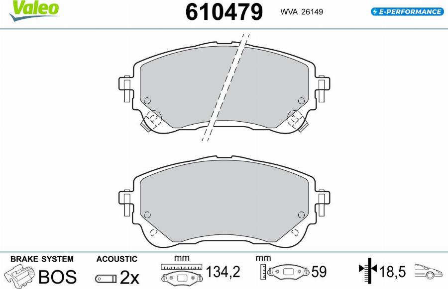 Valeo 610479 - Bremžu uzliku kompl., Disku bremzes www.autospares.lv