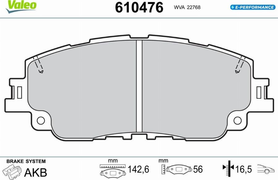 Valeo 610476 - Bremžu uzliku kompl., Disku bremzes www.autospares.lv