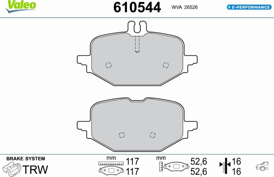 Valeo 610544 - Bremžu uzliku kompl., Disku bremzes www.autospares.lv