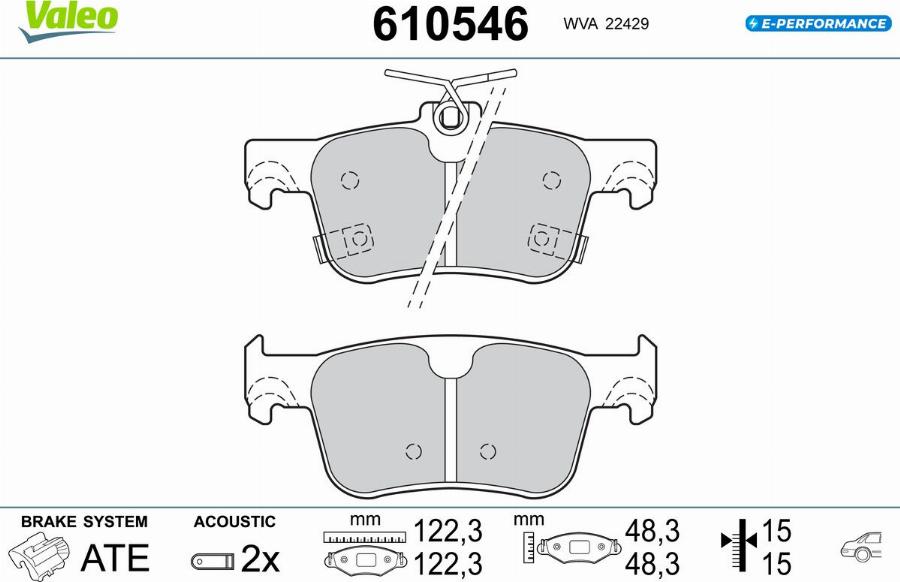 Valeo 610546 - Bremžu uzliku kompl., Disku bremzes www.autospares.lv