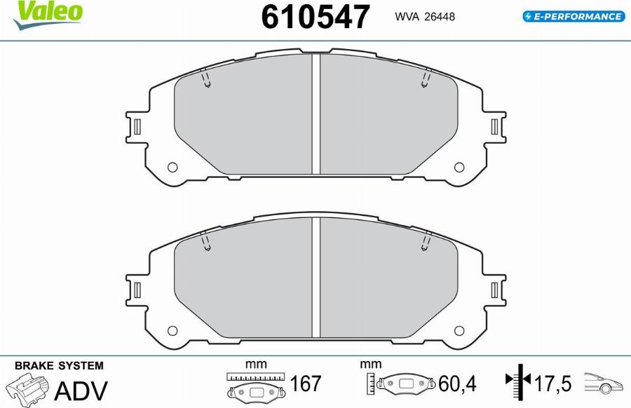 Valeo 610547 - Bremžu uzliku kompl., Disku bremzes www.autospares.lv