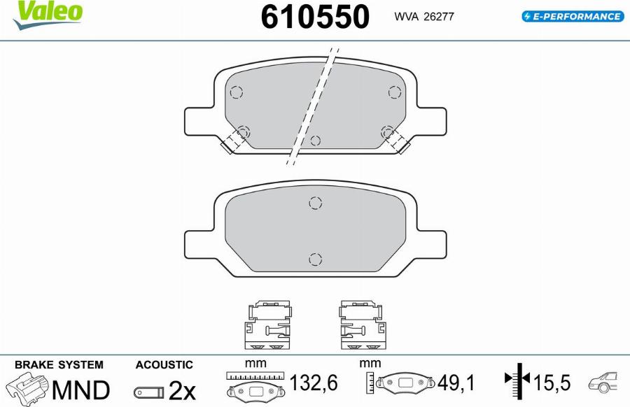 Valeo 610550 - Bremžu uzliku kompl., Disku bremzes www.autospares.lv