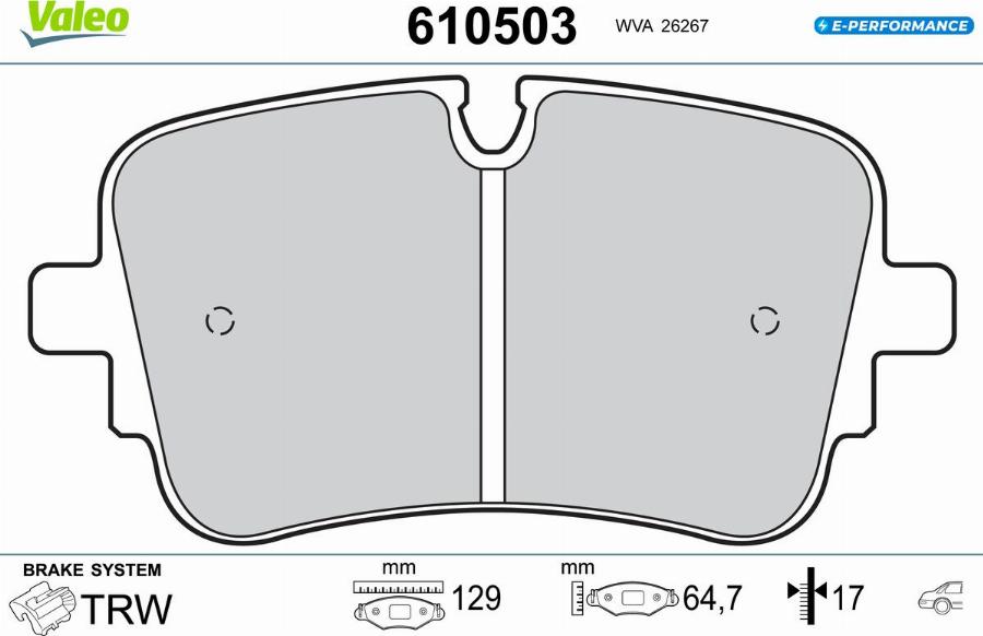 Valeo 610503 - Bremžu uzliku kompl., Disku bremzes www.autospares.lv