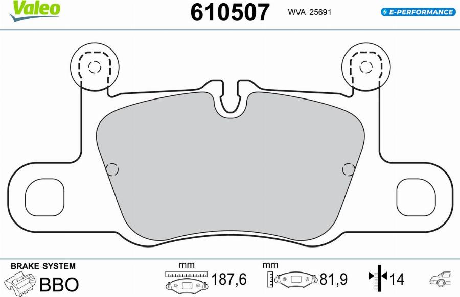 Valeo 610507 - Bremžu uzliku kompl., Disku bremzes www.autospares.lv