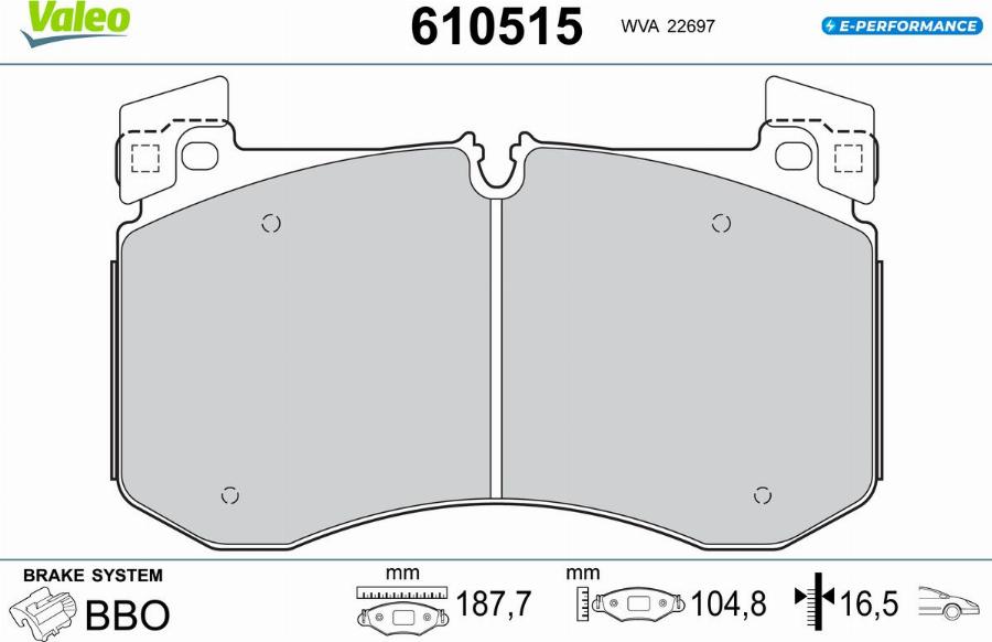 Valeo 610515 - Bremžu uzliku kompl., Disku bremzes www.autospares.lv