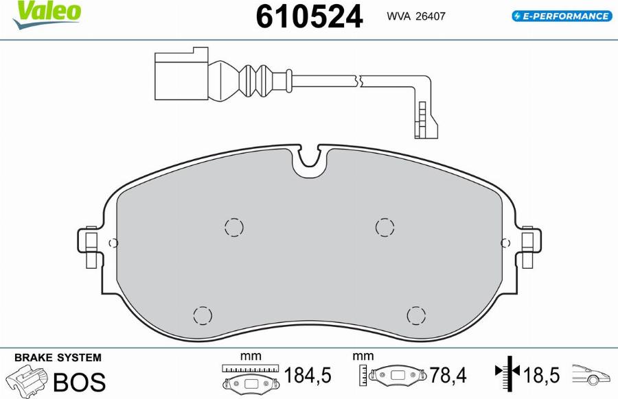 Valeo 610524 - Bremžu uzliku kompl., Disku bremzes www.autospares.lv