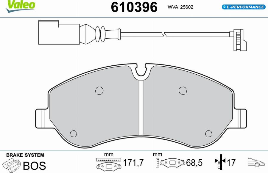 Valeo 610396 - Bremžu uzliku kompl., Disku bremzes www.autospares.lv