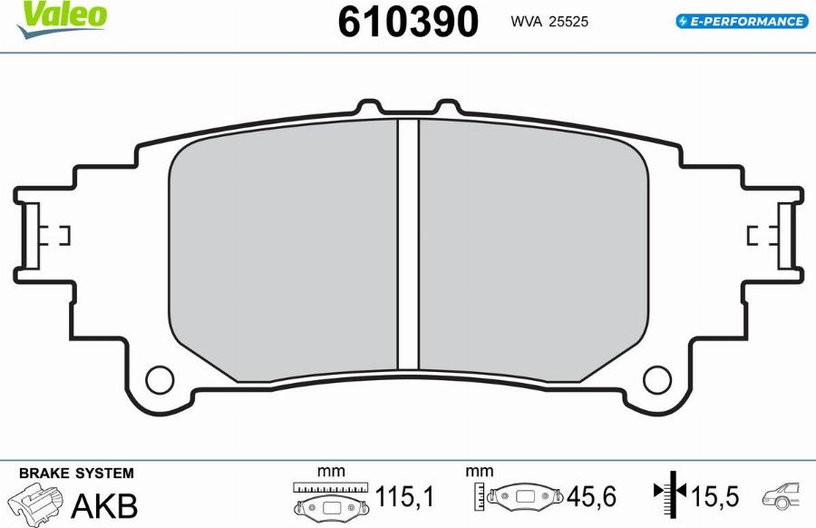 Valeo 610390 - Bremžu uzliku kompl., Disku bremzes www.autospares.lv