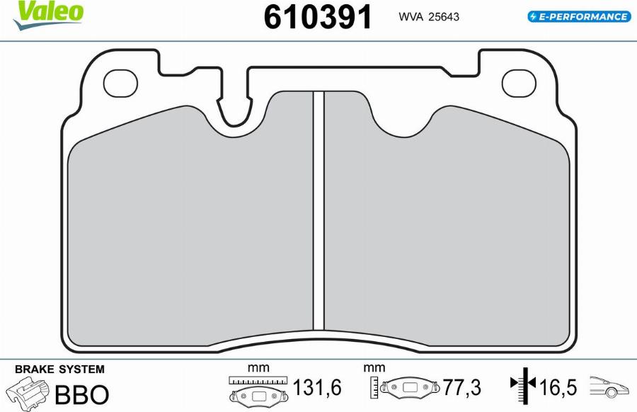 Valeo 610391 - Bremžu uzliku kompl., Disku bremzes www.autospares.lv