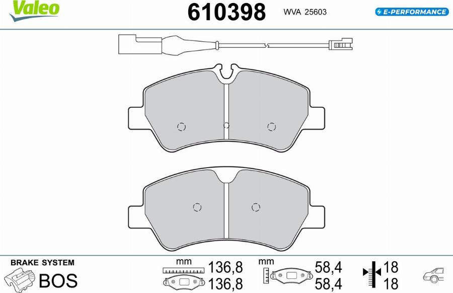 Valeo 610398 - Bremžu uzliku kompl., Disku bremzes www.autospares.lv