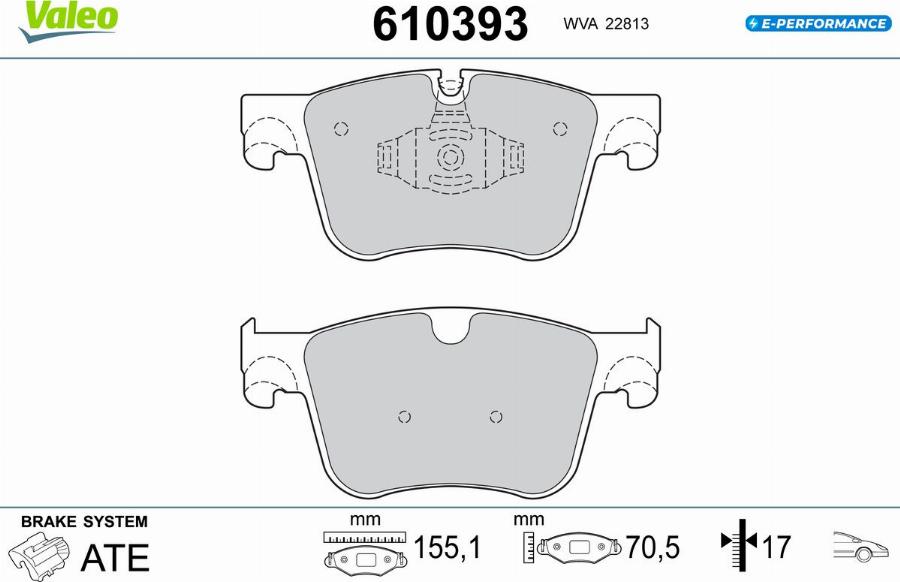 Valeo 610393 - Bremžu uzliku kompl., Disku bremzes www.autospares.lv