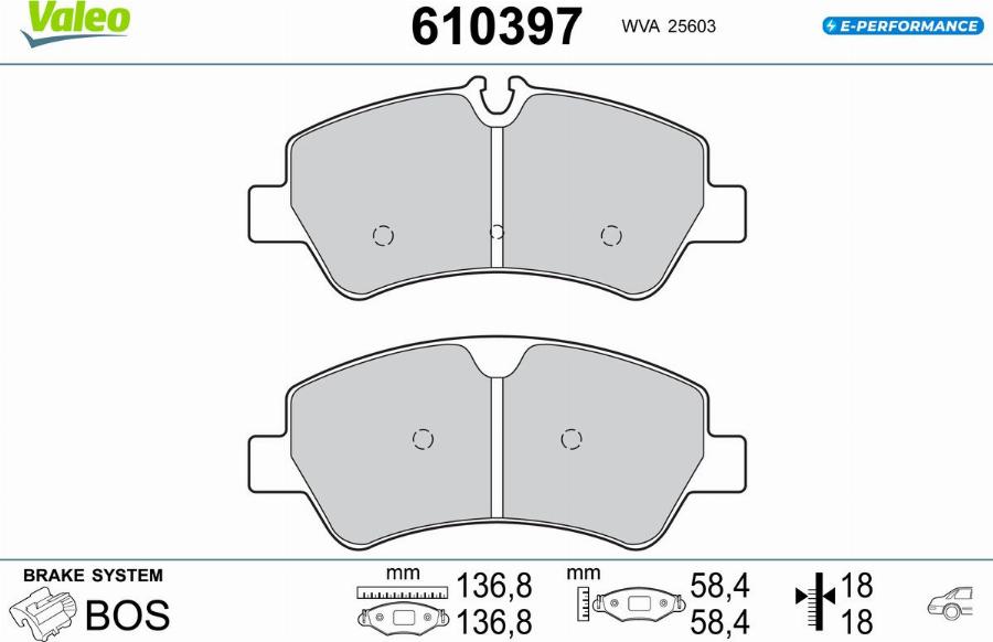 Valeo 610397 - Bremžu uzliku kompl., Disku bremzes www.autospares.lv