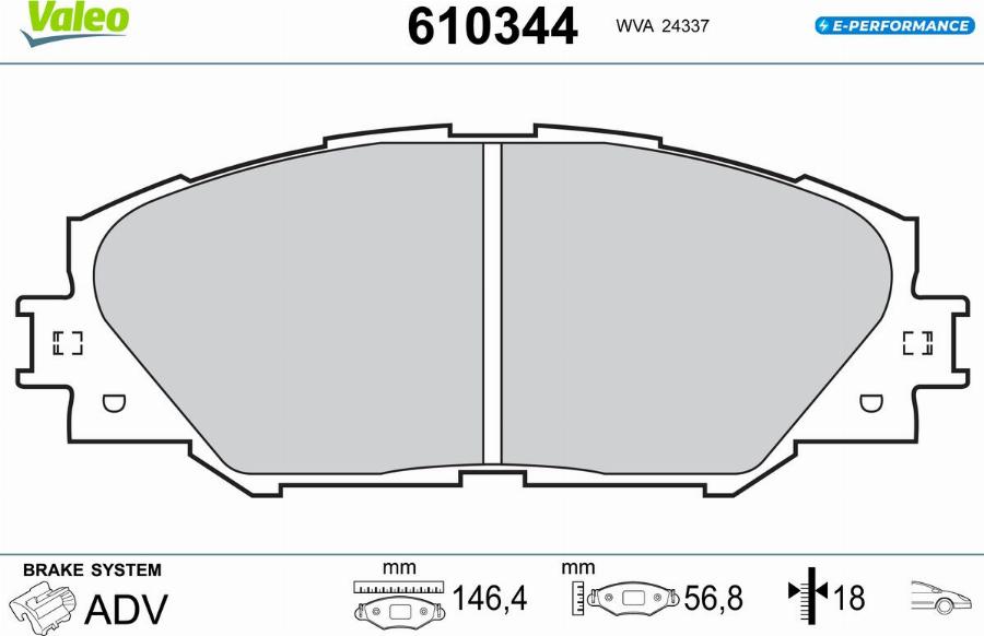 Valeo 610344 - Bremžu uzliku kompl., Disku bremzes www.autospares.lv