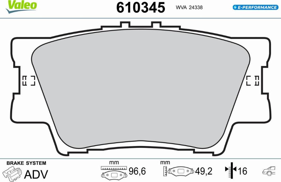 Valeo 610345 - Bremžu uzliku kompl., Disku bremzes www.autospares.lv