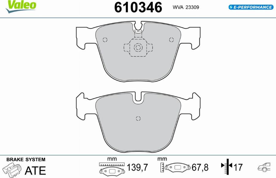 Valeo 610346 - Bremžu uzliku kompl., Disku bremzes www.autospares.lv