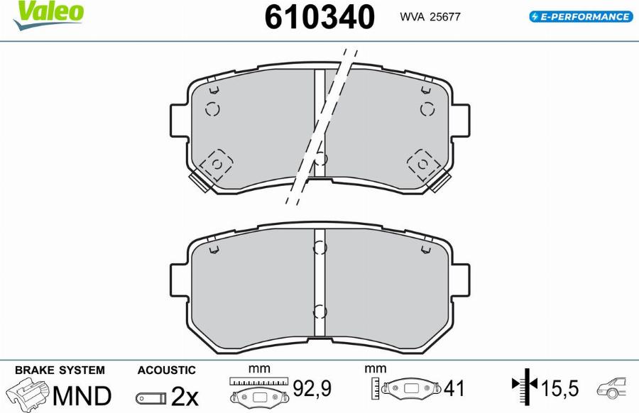 Valeo 610340 - Bremžu uzliku kompl., Disku bremzes www.autospares.lv