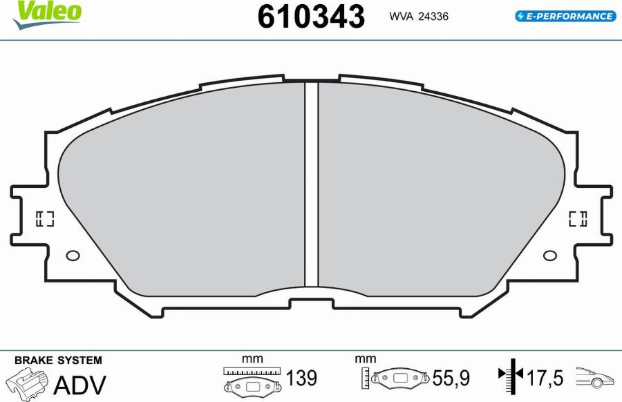 Valeo 610343 - Bremžu uzliku kompl., Disku bremzes www.autospares.lv