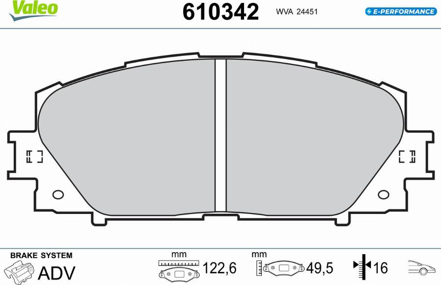 Valeo 610342 - Bremžu uzliku kompl., Disku bremzes www.autospares.lv