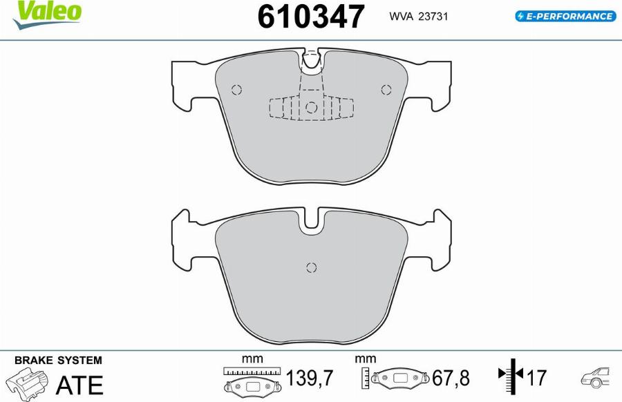 Valeo 610347 - Bremžu uzliku kompl., Disku bremzes www.autospares.lv