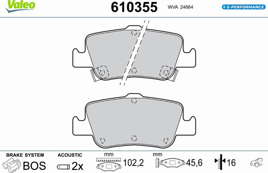 Valeo 610355 - Bremžu uzliku kompl., Disku bremzes www.autospares.lv