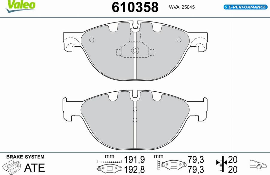 Valeo 610358 - Bremžu uzliku kompl., Disku bremzes www.autospares.lv